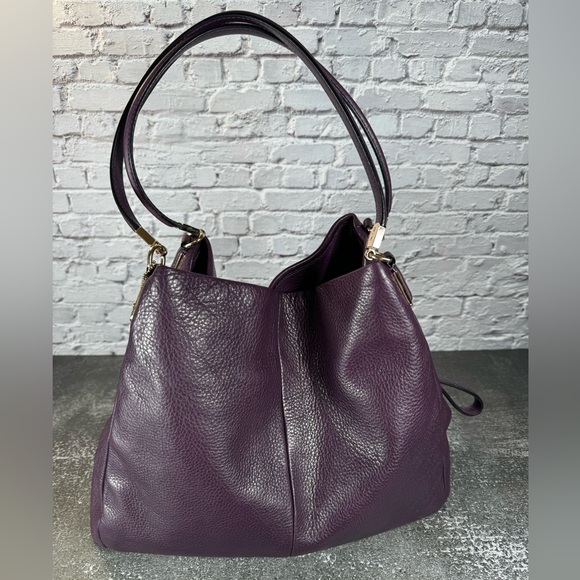 Coach Madison Phoebe Plum Pebbled Leather Shoulder Bag 26224 With COA - Picture 3 of 11
